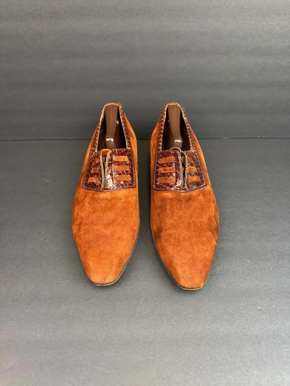 Botti Men Brown Suede and Exotic Skin Dress Shoes Size 10.5 D